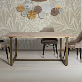 MESA DE JANTAR ANKARA 180X90X78 CM CASTANHO E DOURADO (CADEIRAS NÃO INLUÍDAS)