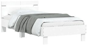 Estrutura de cama com cabeceira e luzes LED 100x200 cm branco