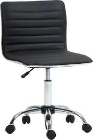 Cadeira de escritório giratória com rodas e altura ajustável, assento almofadado, 48 x 52 x 78-90 cm, preta
