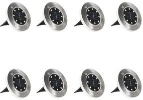 Iluminação LED solar de solo 8 pcs cor RGB