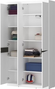 Roupeiro Venlori 139, Branco, Grafite, 194x103x40cm, 92.1 kg, Portas para roupeiro: Com dobradiças