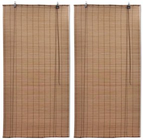 Estores de rolo 2 pcs 100 x 160 cm bambu castanho