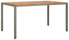 Mesa de Jantar Jardim Cinza 150x90x75 cm Rattan Sintético