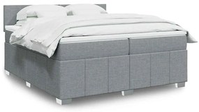 vidaXL Cama com molas/colchão 200x200 cm tecido cinza-claro