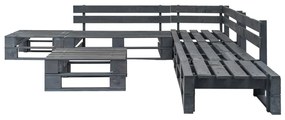6 pcs conjunto lounge de jardim paletes madeira cinzento