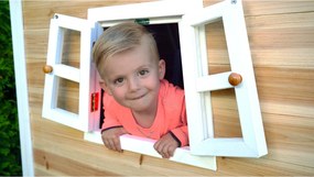 Casa de brincar exterior para crianças Fantasia 100 em madeira natural