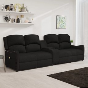 vidaXL Poltrona massagem 4 lug. recl. c/ suportes copo tecido preto