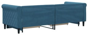Sofá-cama com gavetão e gavetas 80x200 cm veludo azul