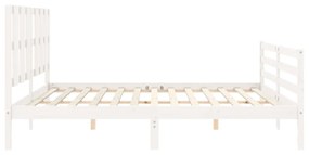 Estrutura cama Super King Size c/ cabeceira madeira branco