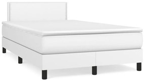 Cama boxspring com colchão 120x190 cm couro artificial branco