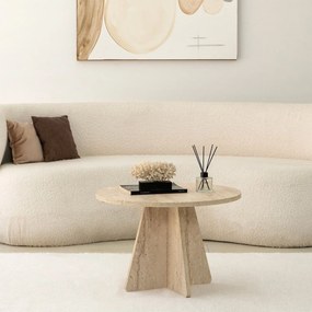 Mesa de Café Mushroom – Travertine – 60cm Diâmetro, 40cm Altura