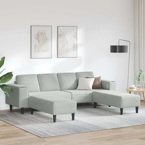 Conjunto de Sofás 3 pcs Cinzento-claro Veludo