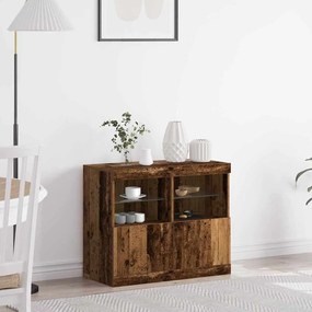 Aparador com Luzes LED Madeira Velha 81x37x67 cm