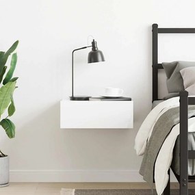 Mesa de cabeceira suspensa derivados madeira branco brilhante