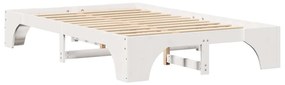 Cama Branca 140x190 cm em Madeira de Pinho Sólido
