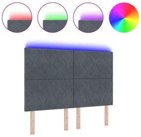 Cabeceira LED Design Blocos de Diamante Cinza Escuro 160 cm Veludo