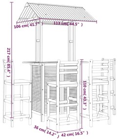 5 pcs conjunto de bar para jardim madeira de acácia maciça