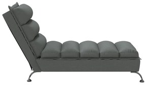 Chaise lounge com almofadões tecido cinzento-escuro