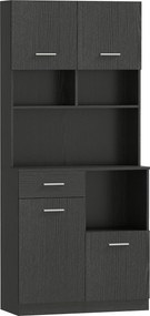 HOMCOM Armário de cozinha, Buffet com gaveta, Portas Soft-Close, 80 x 35 x 180 cm, Preto | Aosom Portugal