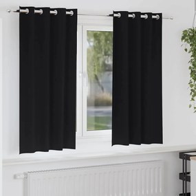 vidaXL Cortinas Blackout com Argolas 2 pcs Preto 175 x 140 cm