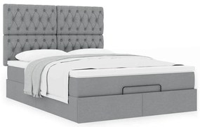 Estrutura de cama otomana com colchão 140x190 cm cinzento claro
