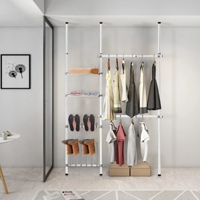 Cabide ajustável com Ganchos para Prateleira e Sapatos para Roupeiros, Sala de Estar e Quarto