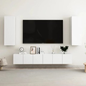 vidaXL 5 pcs conjunto móveis de TV derivados madeira branco brilhante