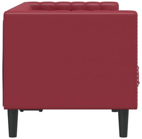 Sofá chesterfield 2 lugares couro artificial vermelho tinto
