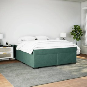 Cama com molas/colchão 180x200 cm veludo verde-escuro