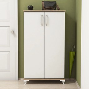 Sapateira Ari – Nogueira e Branco – 72x120x32,5 cm