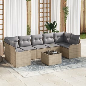Conjunto de Sofá de Jardim vidaXL com Almofadas Bege Vime Poli