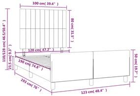 Estrutura de cama sem colchão 120x190 cm Veludo cinza escuro