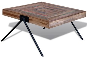 Mesa de centro com pernas em forma de V, madeira teca reciclada