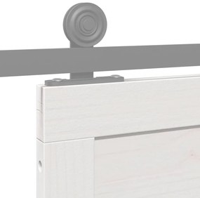Porta de celeiro Branco 90 x 210 cm Madeira de pinho maciça