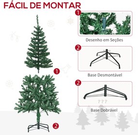 HOMCOM Árvore de Natal Artificial 150cm Ignífugo com 420 Ramos 48 Deco