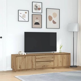 Móvel de TV com luzes LED 193,5x41x50 cm carvalho artisiano