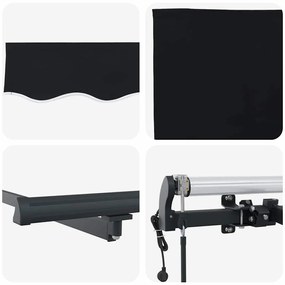 Toldo Retrátil Manual Preto e Anthracite