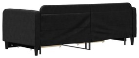 Sofá-cama com gavetão e gavetas 90x200 cm tecido preto