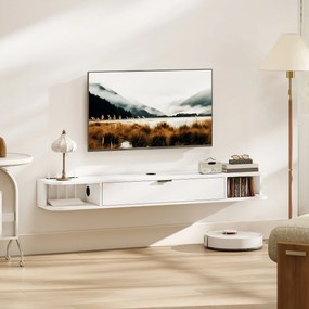Móvel de TV Suspenso, 140 x 24 x 16 cm, Para Televisores até 60 Polegadas, Branco