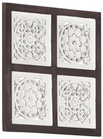 Painel parede esculpido à mão MDF 40x40x1,5 cm castanho/branco