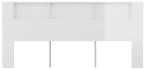 Armário de cabeceira 220x18,5x104,5 cm branco brilhante