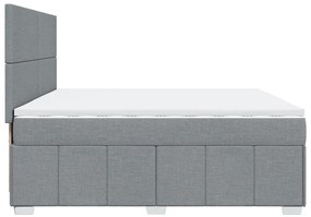 Cama com molas/colchão 200x200 cm tecido cinza-claro
