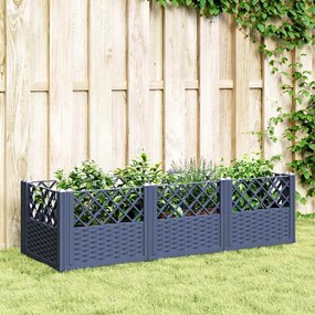 Vaso/floreira de jardim c/ estacas 123,5x43,5x43,5 cm PP cinzento azul