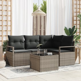 Conjunto de Sofá de Jardim vidaXL com Almofadas em Rattan Trançado Pre
