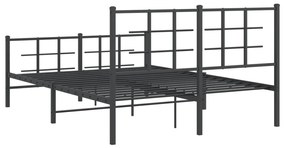 Estrutura de cama com cabeceira e pés 140x190 cm metal preto