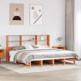 vidaXL Cama sem colchão 200x200 cm madeira maciça castanho-mel