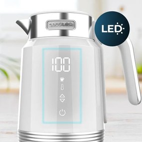 Jarro elétrico de água branca ThermoSense 600 Touch com capacidade de 1,7 litros, sem Bpa e 2200 W