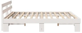 Estrado de cama com cabeceira branca 180x200 cm Madeira Maciça Pinho