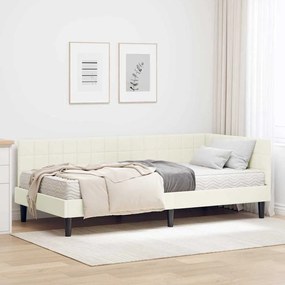 vidaXL Estrutura de Cama de Canto com Colchão 2 pcs Creme Veludo