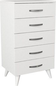 Cómoda / Camiseiro "Cemre" com 5 Gavetas – Branco - 50x37,5x87,6 cm -